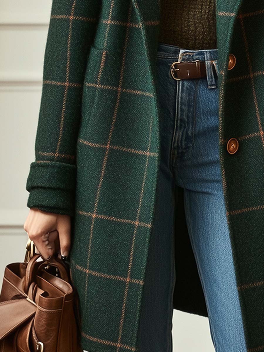 Grace – Classic Plaid Wool Coat