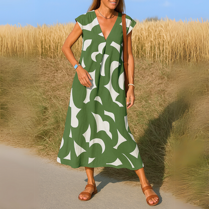 Serena – Relaxed V-Neck Maxi Dress