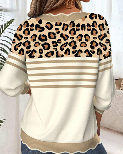 Jade - Leopard Print V-Neck Sweater