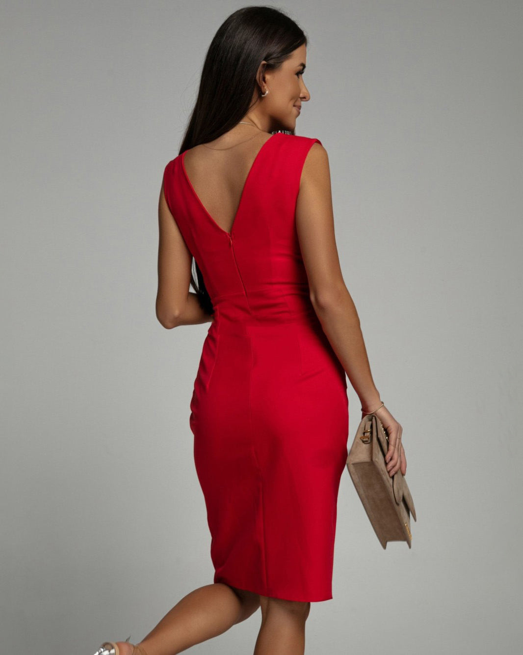 Amelia - Elegant V-Neck Slit Dress