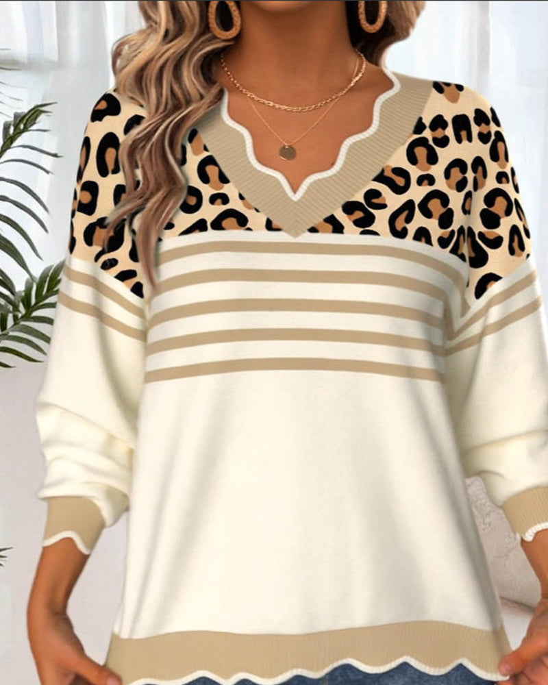 Jade - Leopard Print V-Neck Sweater