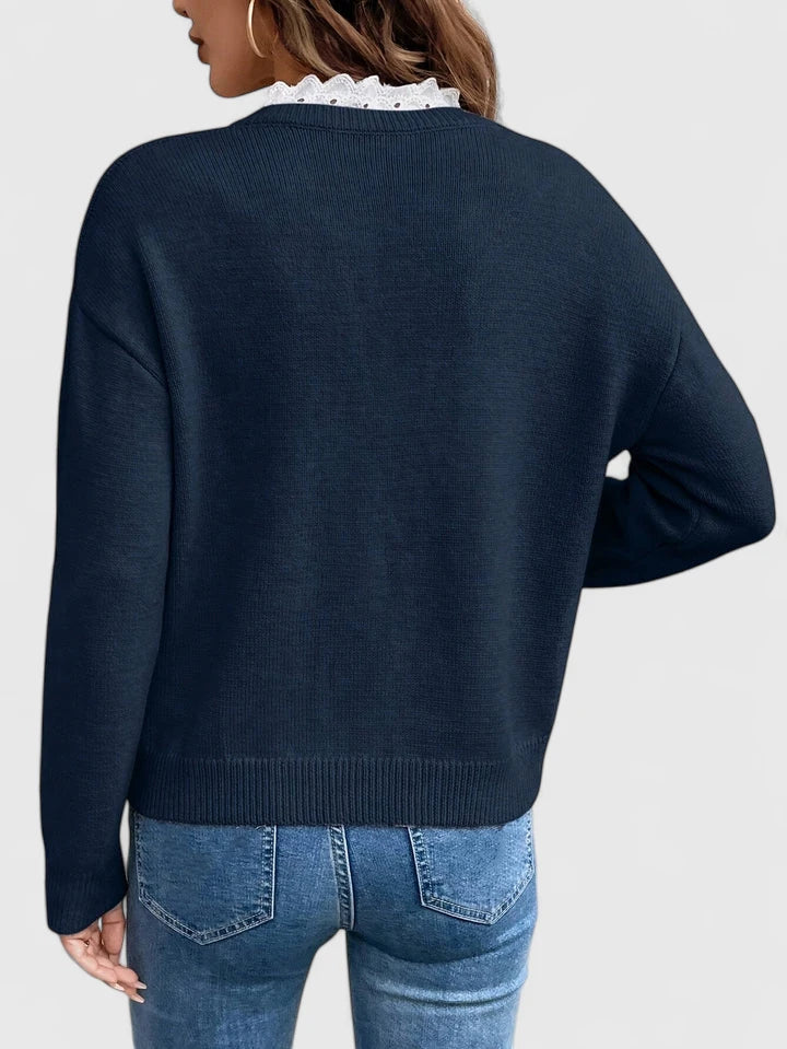 Brooklyn Trim V-Neck Sweater