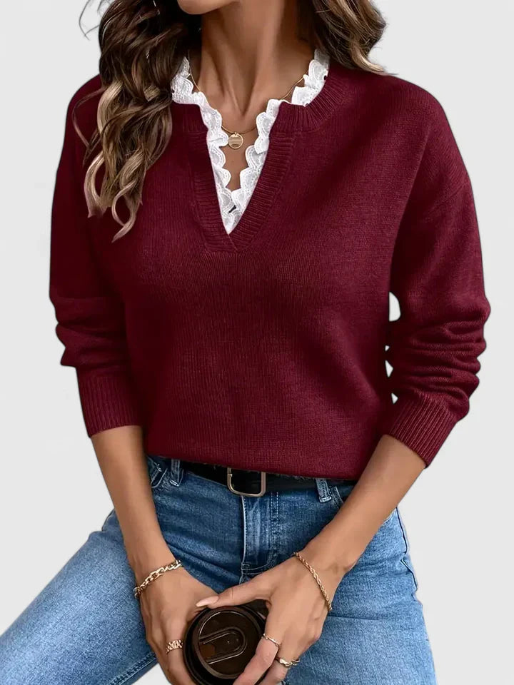 Brooklyn Trim V-Neck Sweater