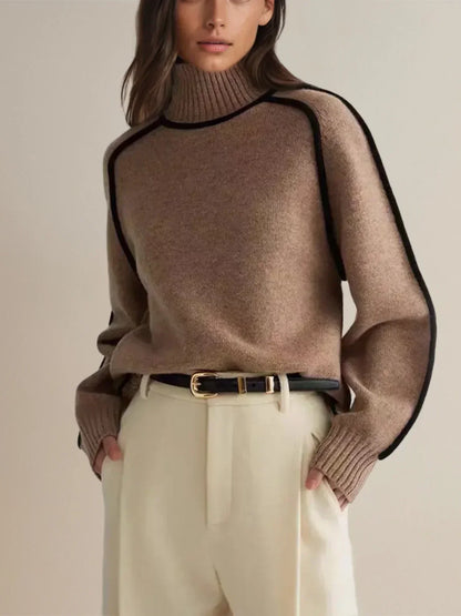 Sierra Contrast Trim Turtleneck Sweater