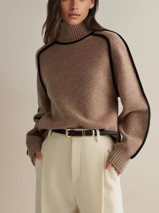 Sierra Contrast Trim Turtleneck Sweater