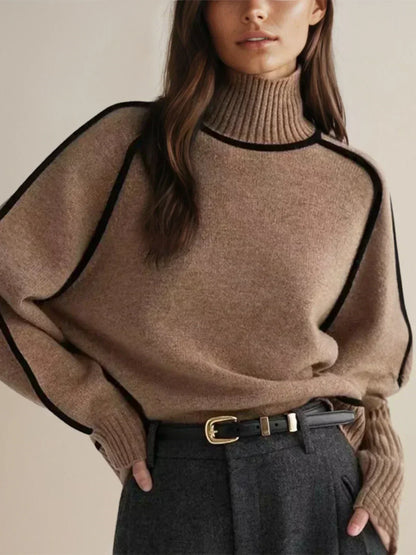 Sierra Contrast Trim Turtleneck Sweater