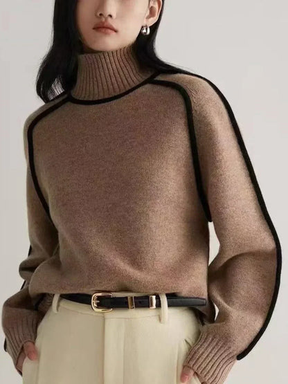 Sierra Contrast Trim Turtleneck Sweater