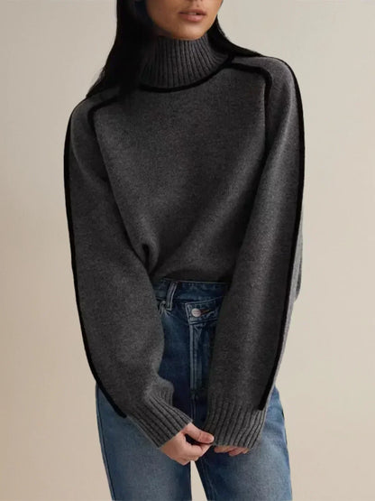 Sierra Contrast Trim Turtleneck Sweater