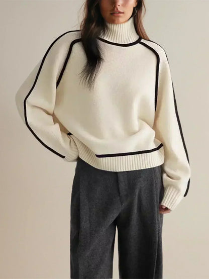 Sierra Contrast Trim Turtleneck Sweater
