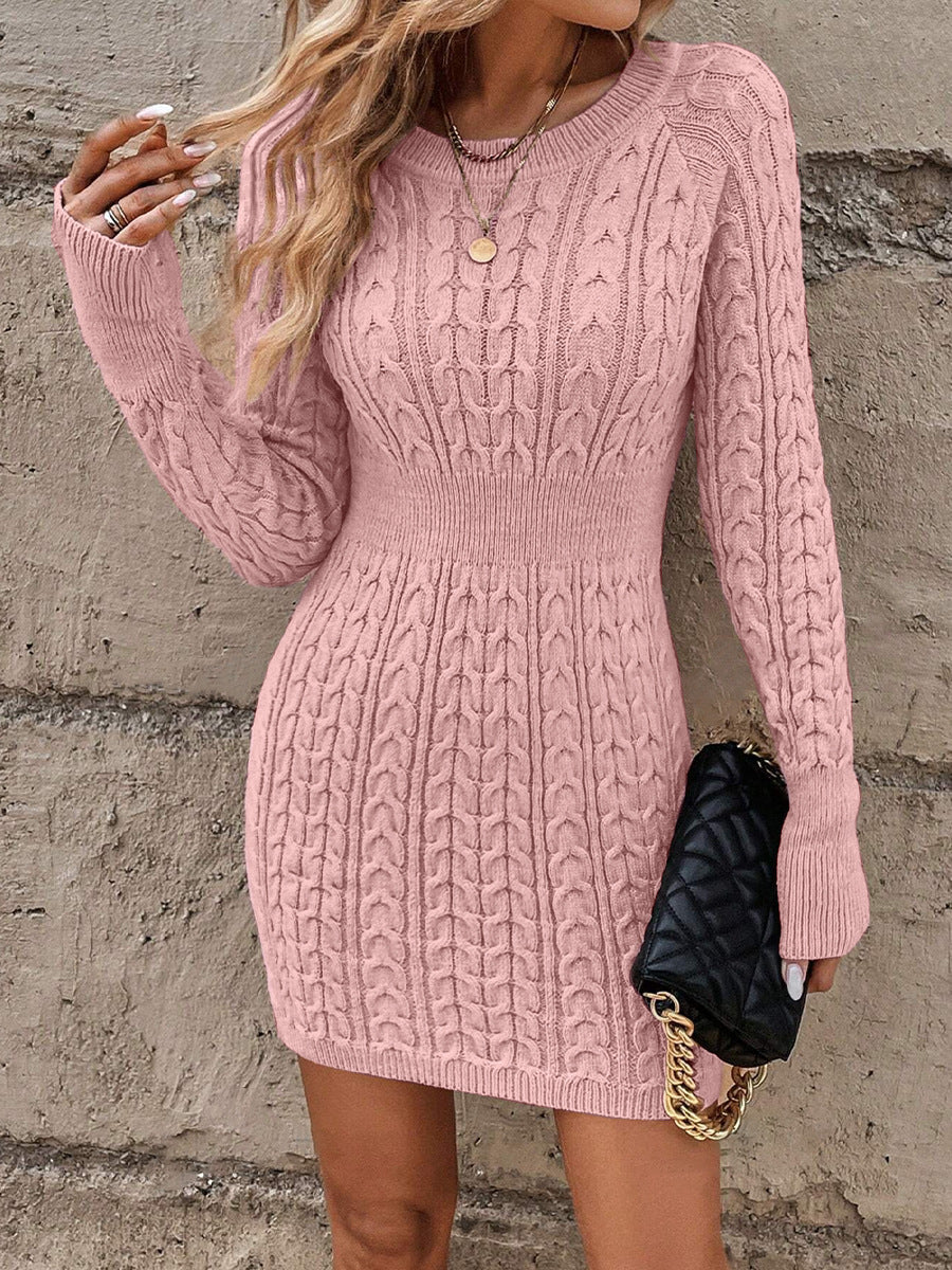 Evelyn – Cozy Cable-Knit Sweater Dress