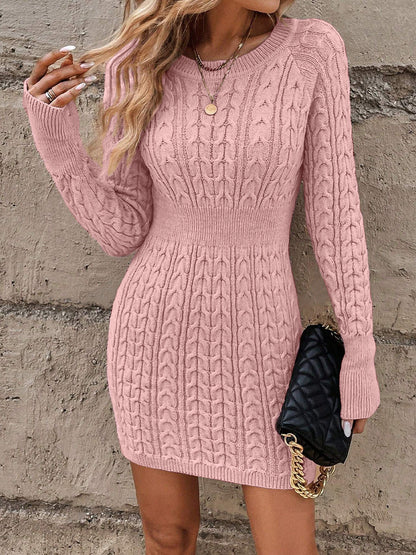 Evelyn – Cozy Cable-Knit Sweater Dress