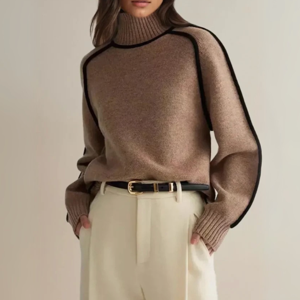Sierra Contrast Trim Turtleneck Sweater