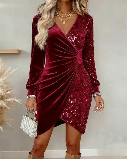 Seraphine – V-Neck Shimmer Midi Dress
