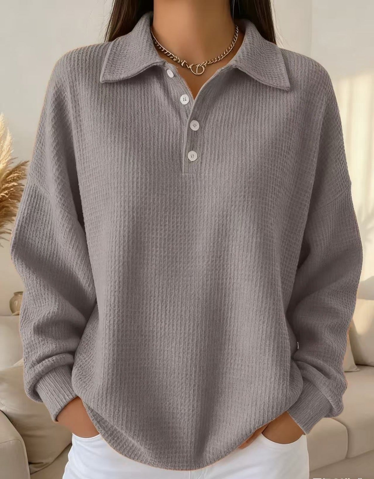 Rhenna - Ribbed Polo Sweater