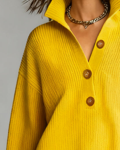 Dahlia - Chic Button Collar Sweater
