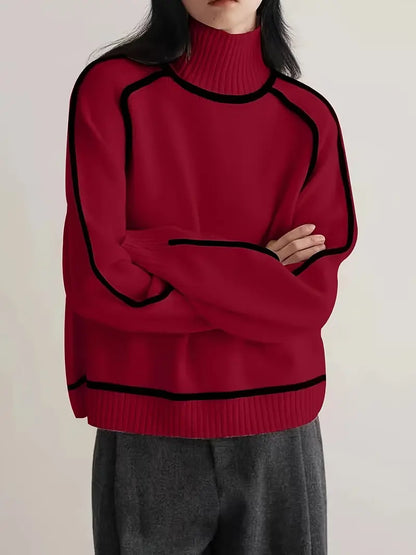 Sierra Contrast Trim Turtleneck Sweater