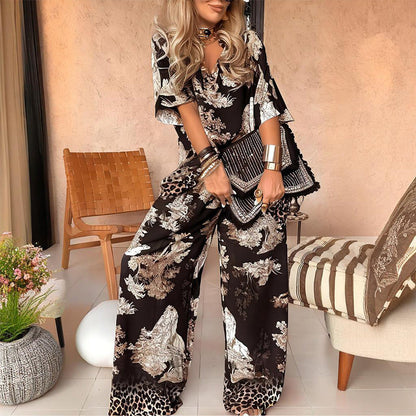 Sienna | Elegant Printed Top & Pants Set