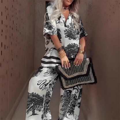 Sienna | Elegant Printed Top & Pants Set